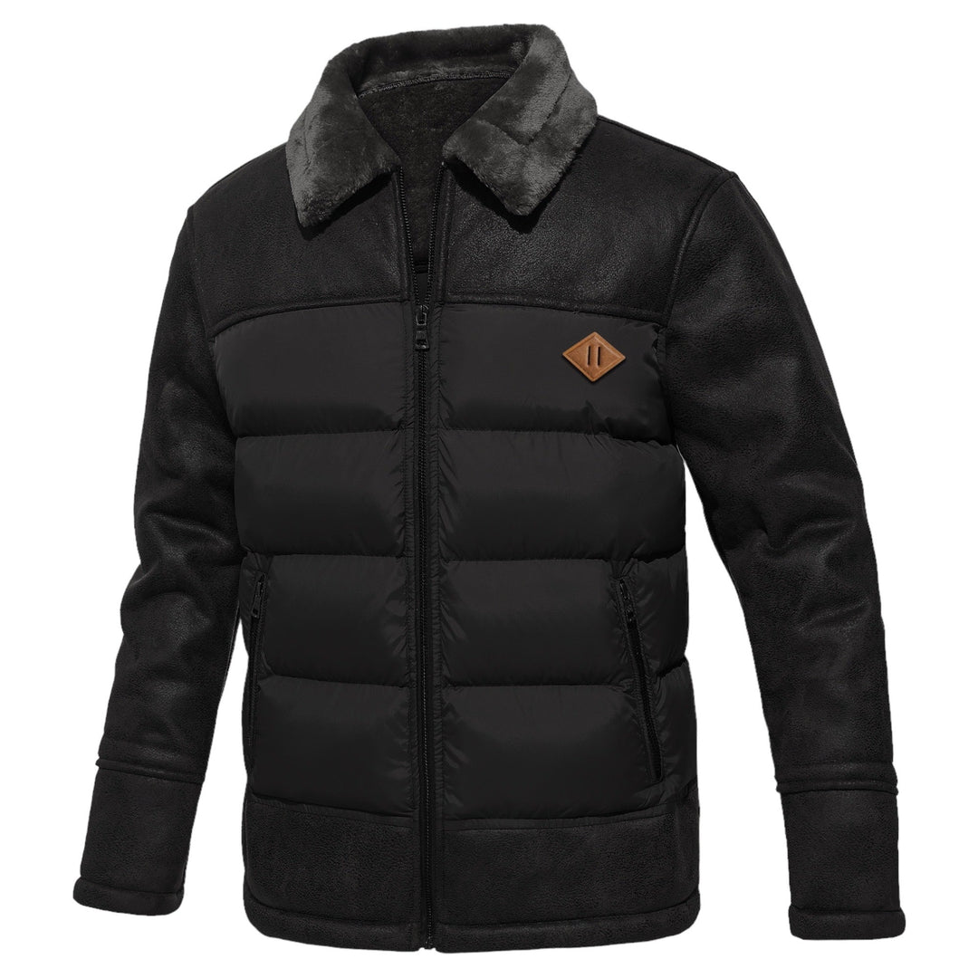 Läder Patchwork Vinter Quiltad Jacka