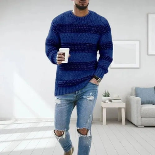 Randig Stickad Pullover