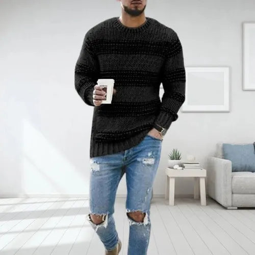 Randig Stickad Pullover
