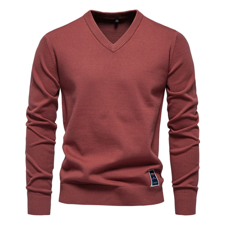 V-ringad Pullover i Elegant Bomull