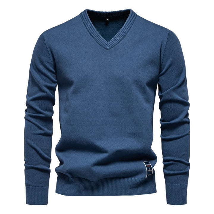 V-ringad Pullover i Elegant Bomull