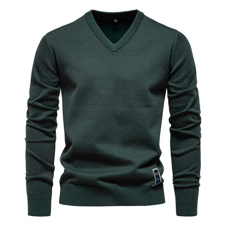 V-ringad Pullover i Elegant Bomull