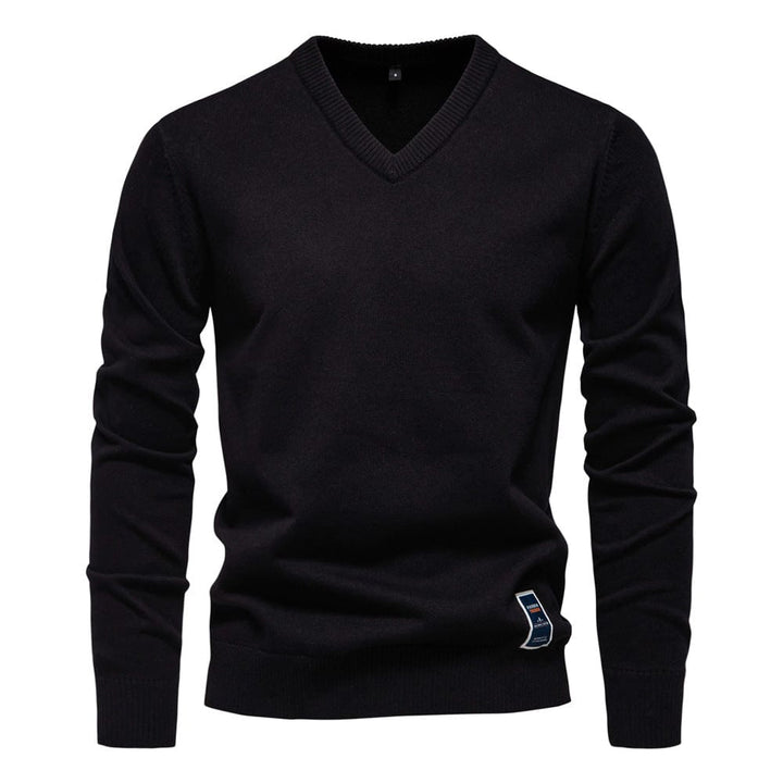 V-ringad Pullover i Elegant Bomull