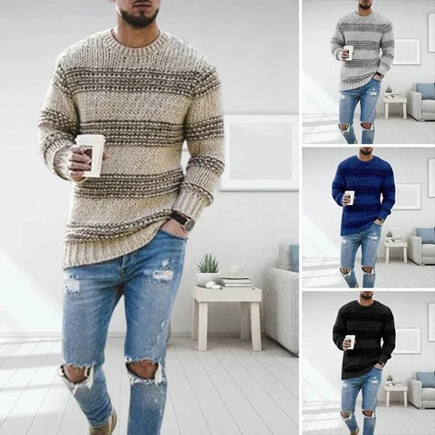 Randig Stickad Pullover